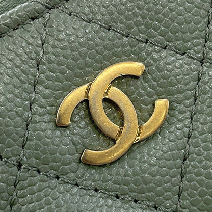 CHANEL Matelasse Chain wallet GreenA82527 Caviar Leather