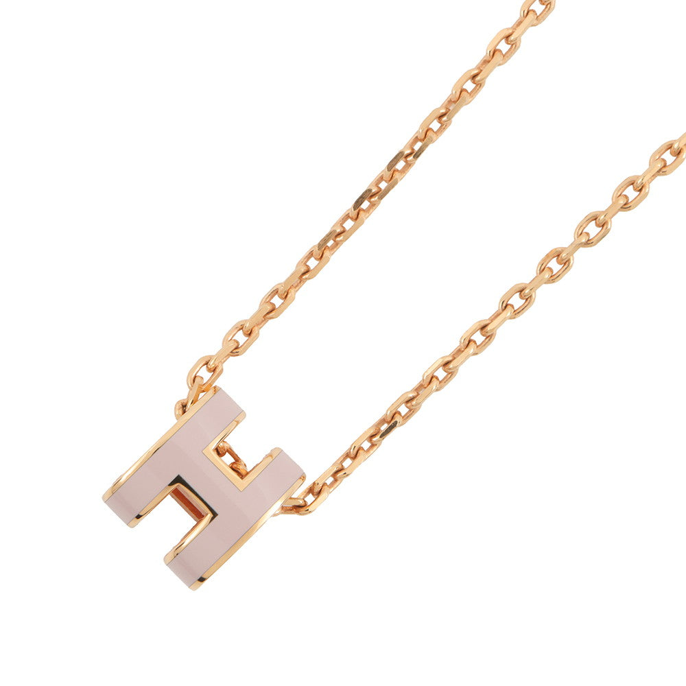 HERMES Pop Ash Necklace Size Mini Rose Dragee Gold Plated Lacquer