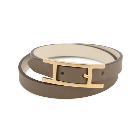 HERMES Be Api de Bourtour Bracelet Size T2 Etoupe/Nata Swift Leather