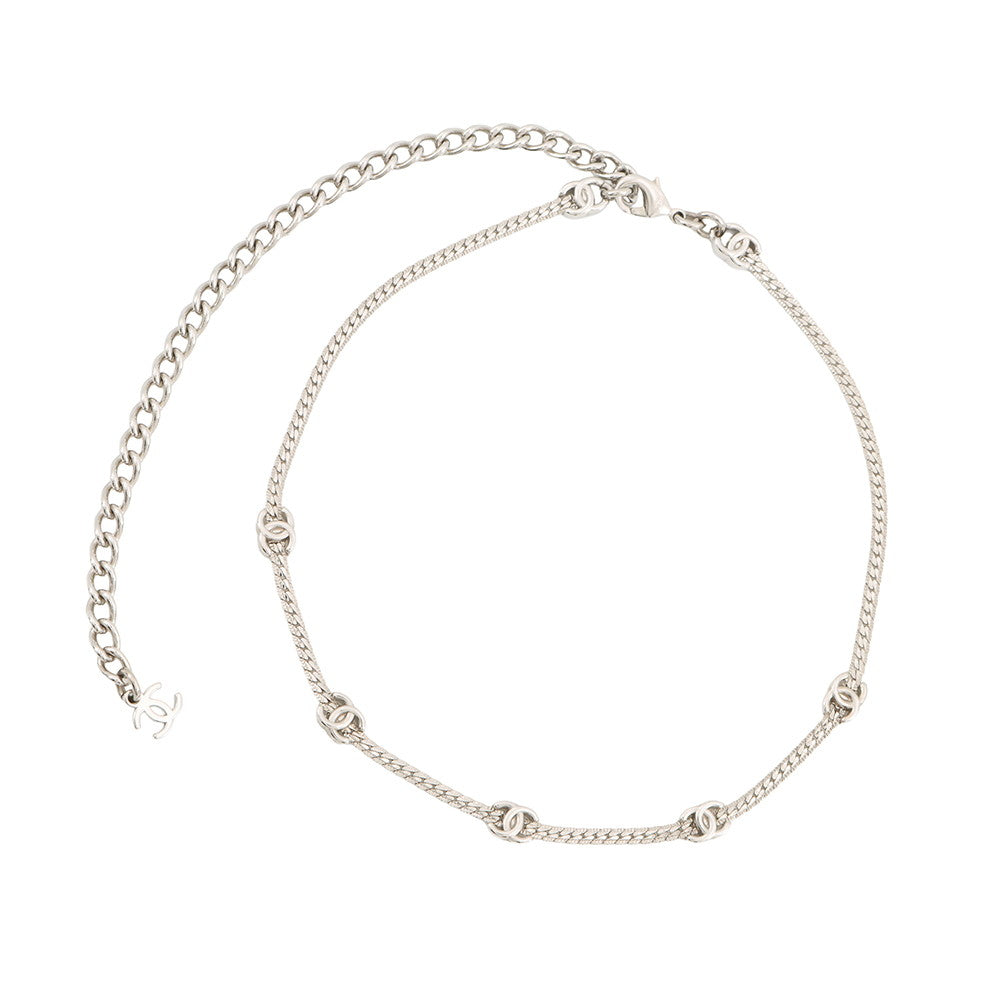 CHANEL CC Logo 7 Motif Chain Choker NecklaceABE255 B18058 NZS81 Metal