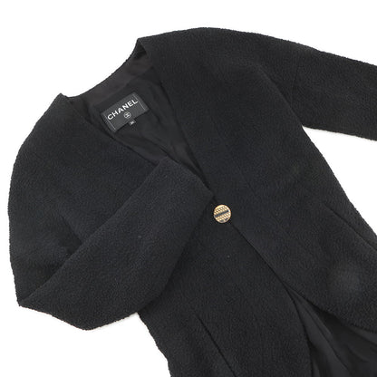 CHANEL Collarless Jacket Size 34 BlackP61936-V30843-94305 Wool80% Silk12% Polyamide8%