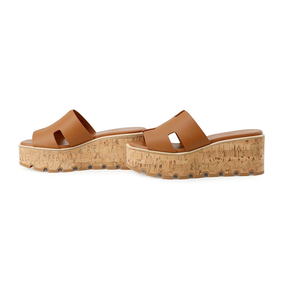 HERMES Eze 30 Sandals GoldH221026Z Calf Leather Size 37