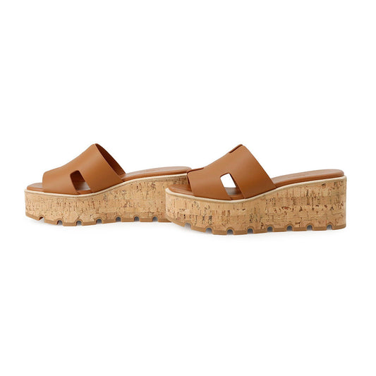 HERMES Eze 30 Sandals GoldH221026Z Calf Leather Size 37