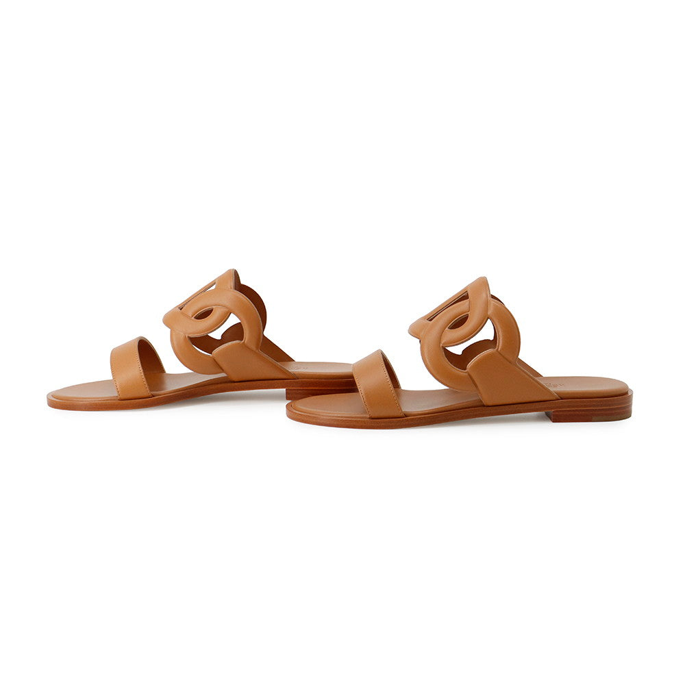 HERMES Lagoon Sandals GoldH252138Z Calf Leather Size 37