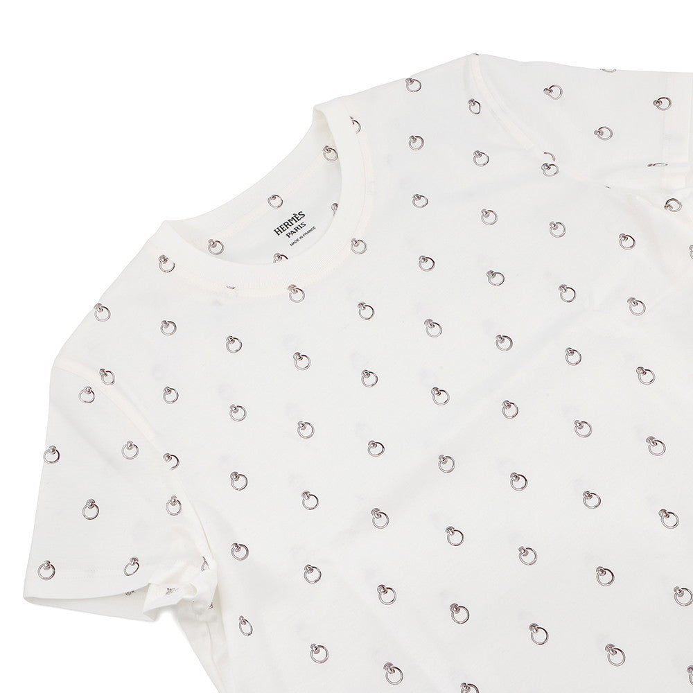 HERMES T-Shirt with "Anno Finesse" print Size 42 White6E4650DQ Cotton100%