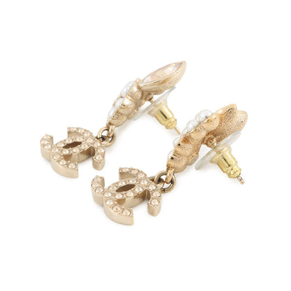 CHANEL CC Logo Bijoux Earrings Metal Bijoux Rhinestone Faux Pearl