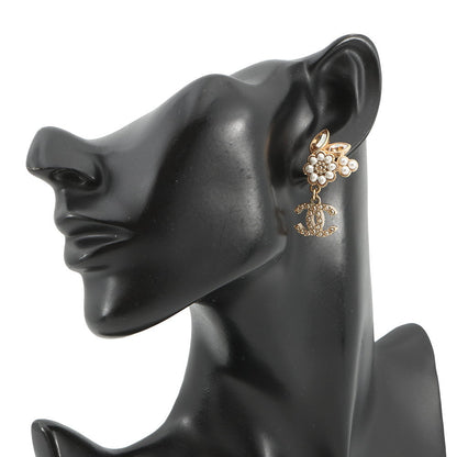 CHANEL CC Logo Bijoux Earrings Metal Bijoux Rhinestone Faux Pearl