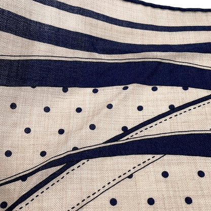 HERMES Giant Square, LA PROMENADE DU MATIN (Morning Walk) Size 140 Natural/Marine/Black Cashmere70% Silk30%