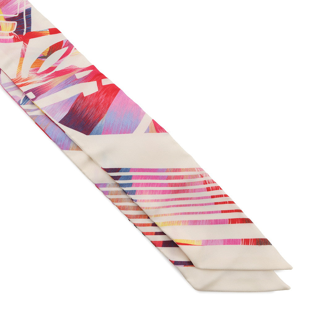HERMES Twilly Ex-Libris Kyoto Marble EX-LIBRIS MARBLE Rose/Blanc/Blue Silk100%