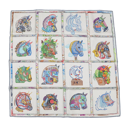 HERMES Carre Chevaloscope Chevaloscope Size 90 Nacle/Vert/Multicolor Silk100%