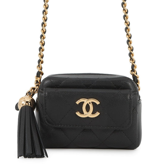 CHANEL Matelasse Mini ChainClutch BlackAP4744 Caviar Leather