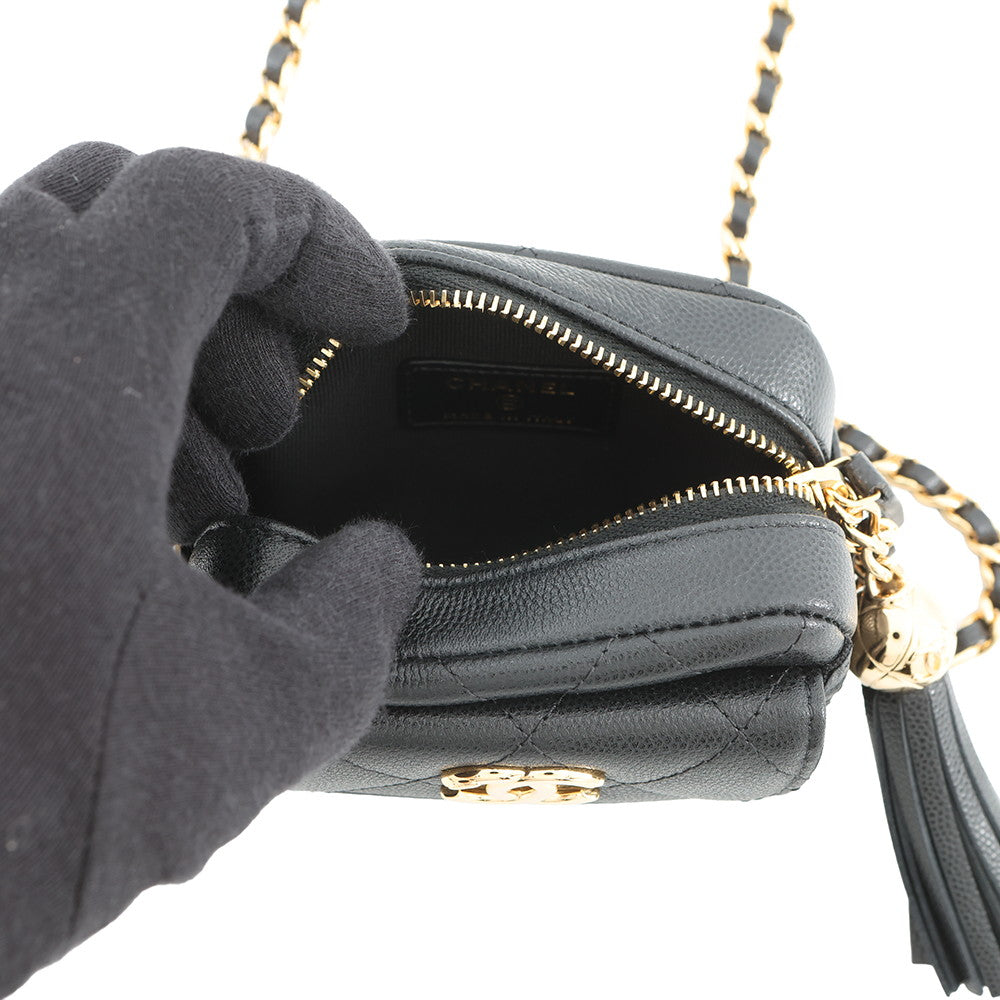 CHANEL Matelasse Mini ChainClutch BlackAP4744 Caviar Leather
