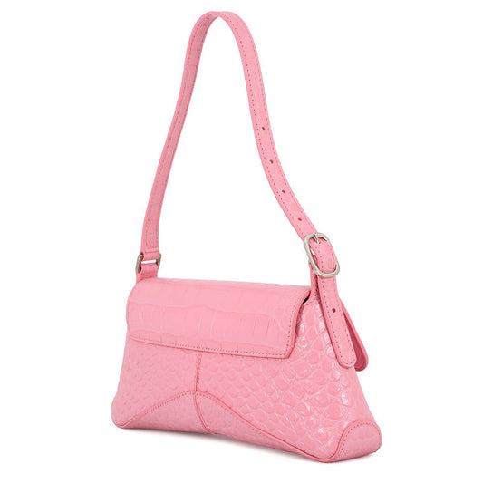 BALENCIAGA XX Cross Body Bag Pink6956452108X5812 Croco embossed leather Size Small