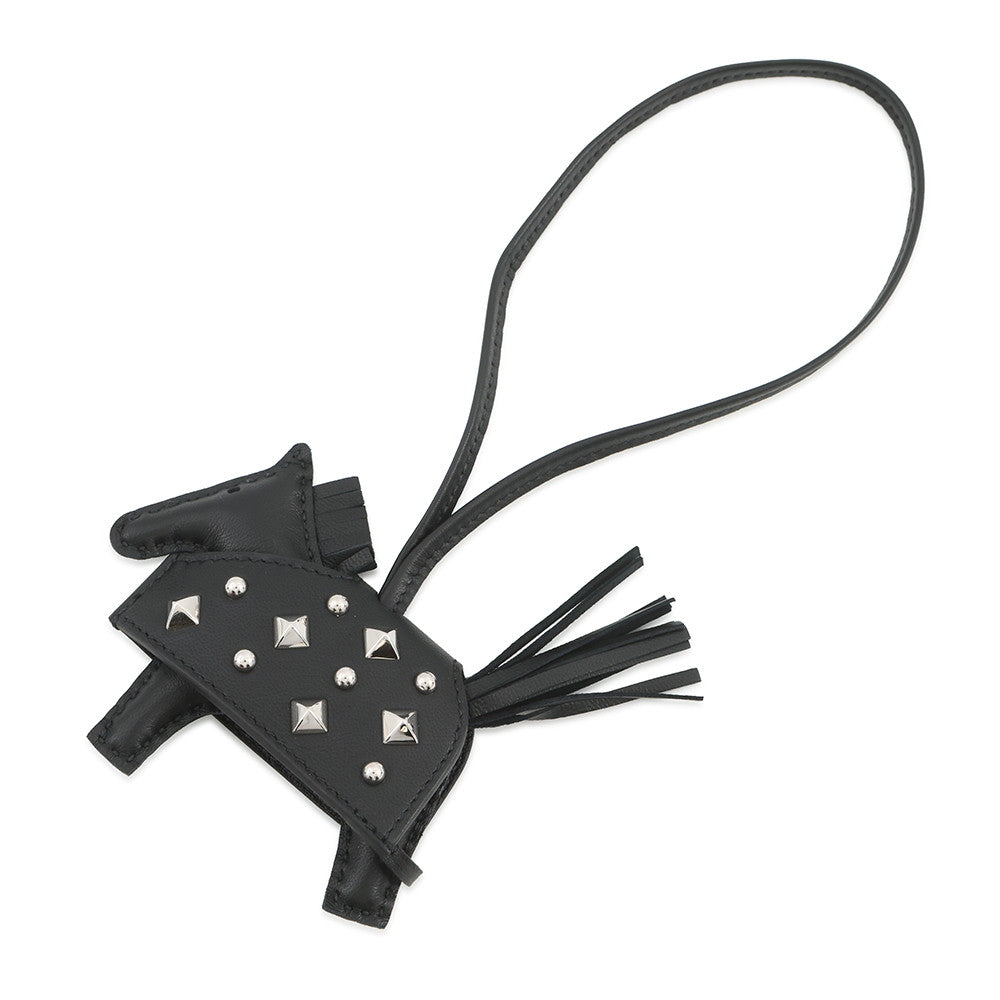 HERMES Rodeo Robeo Padlock Black Lambskin Swift Leather Size PM