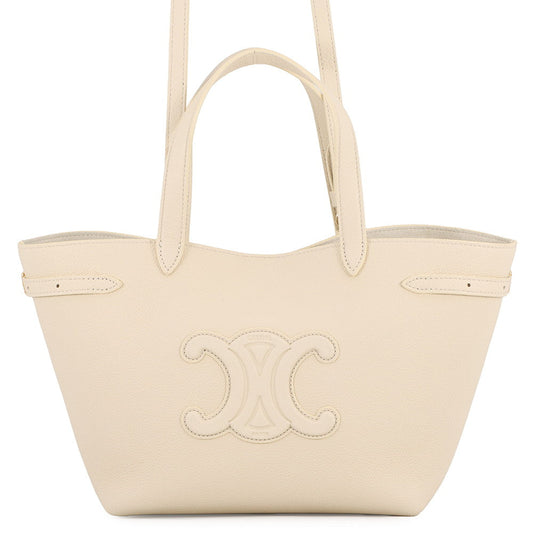 CELINE Cabas Anais Cuil Triomphe Cream121743ENY.01CR Calf Leather Size Mini