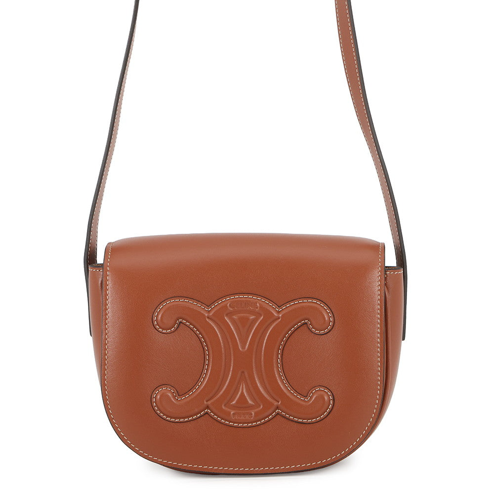 CELINE Folco Cuir Triomphe Shoulder Bag Tan198263DU3.04LU Smooth Calf Leather