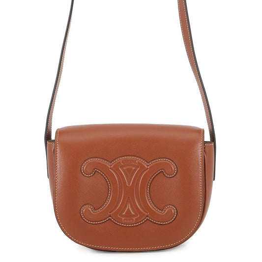 CELINE Folco Cuir Triomphe Shoulder Bag Tan198263DU3.04LU Smooth Calf Leather