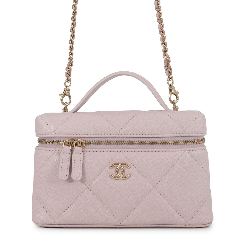 CHANEL Vanity CC Logo Chain Shoulder LavenderAP4936 Caviar Leather