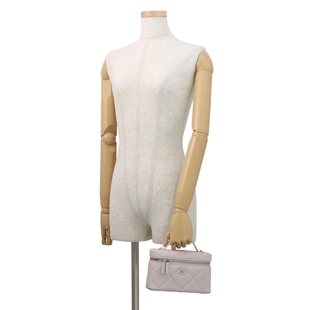 CHANEL Vanity CC Logo Chain Shoulder LavenderAP4936 Caviar Leather