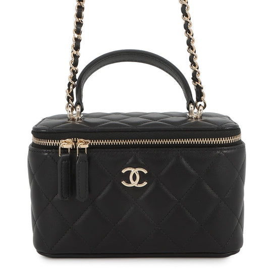CHANEL Matelasse Vanity ChainShoulder Bag BlackAP2199 Lambskin