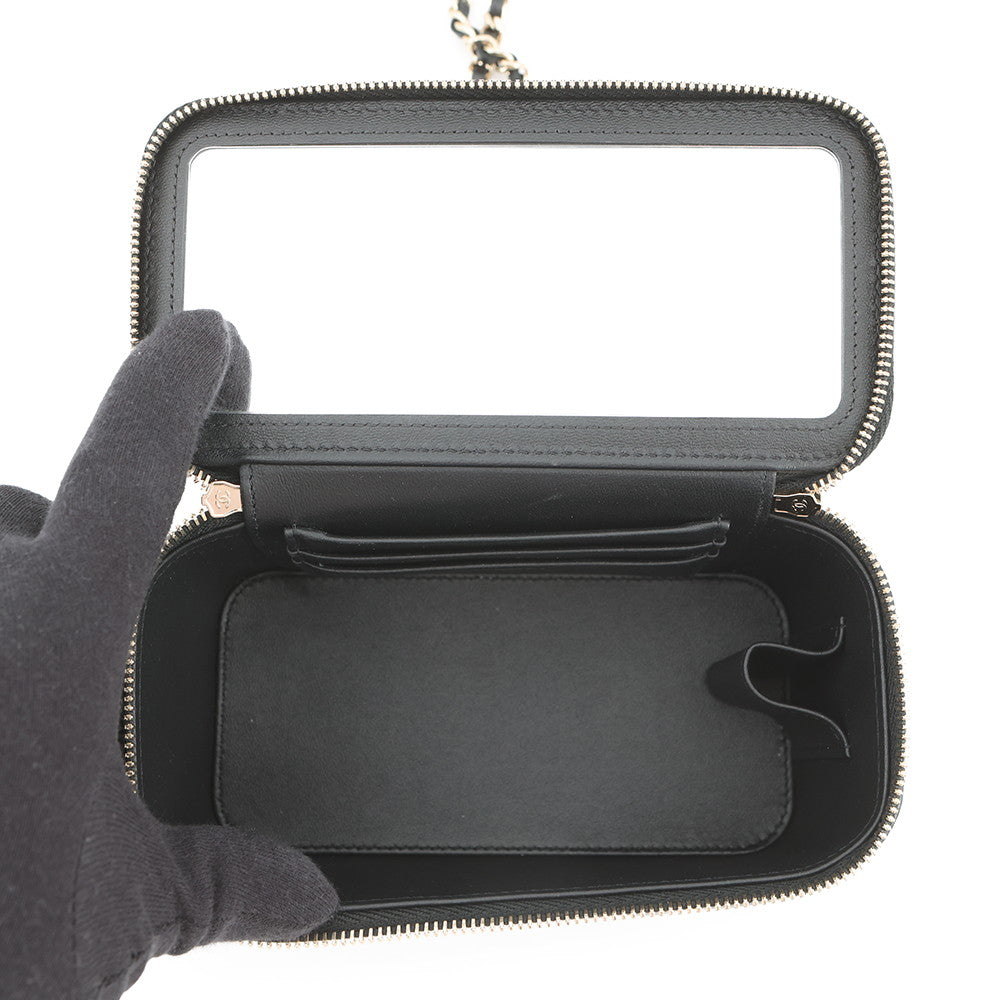 CHANEL Matelasse Vanity ChainShoulder Bag BlackAP2199 Lambskin