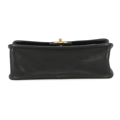 CHANEL Matelasse Top Handle Chain Shoulder Bag BlackAS3653 Caviar Leather Size Small