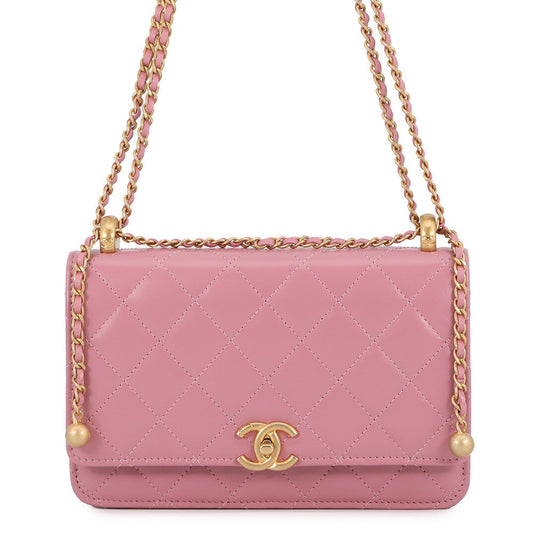 CHANEL Chain Wallet Turnlock PinkAP2289 Lambskin