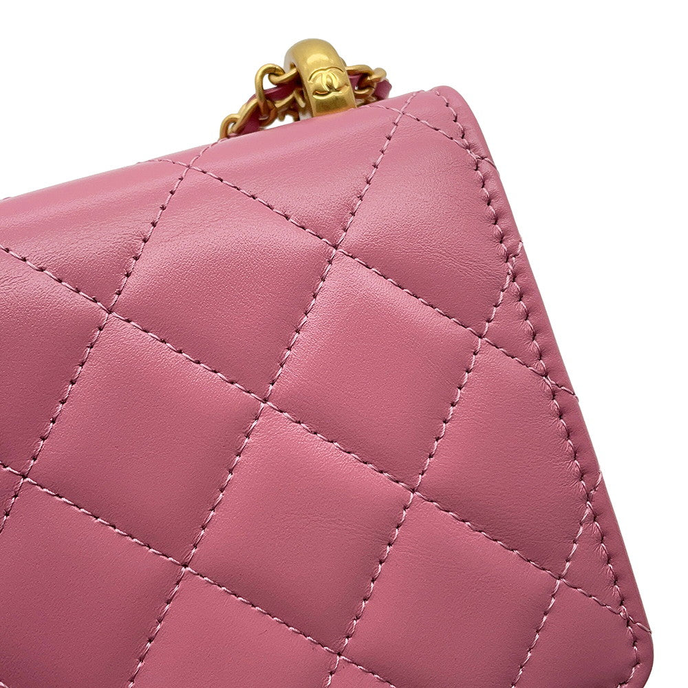 CHANEL Chain Wallet Turnlock PinkAP2289 Lambskin
