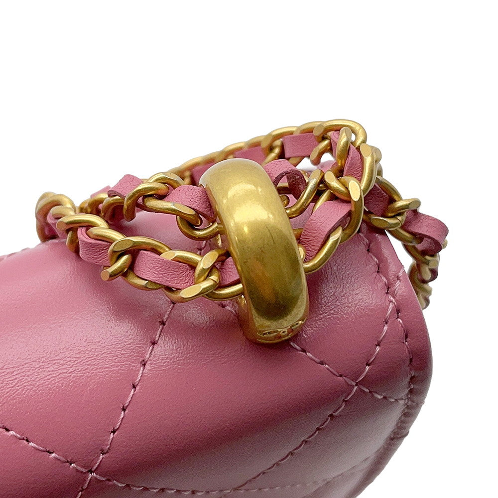 CHANEL Chain Wallet Turnlock PinkAP2289 Lambskin