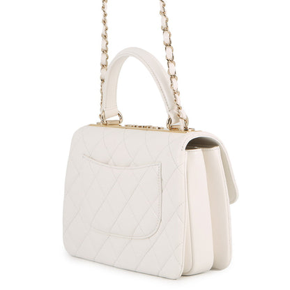 CHANEL Matelasse Trendy CC Top Handle Chain Shoulder Bag WhiteA92236 Lambskin