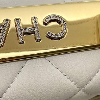 CHANEL Matelasse Trendy CC Top Handle Chain Shoulder Bag WhiteA92236 Lambskin