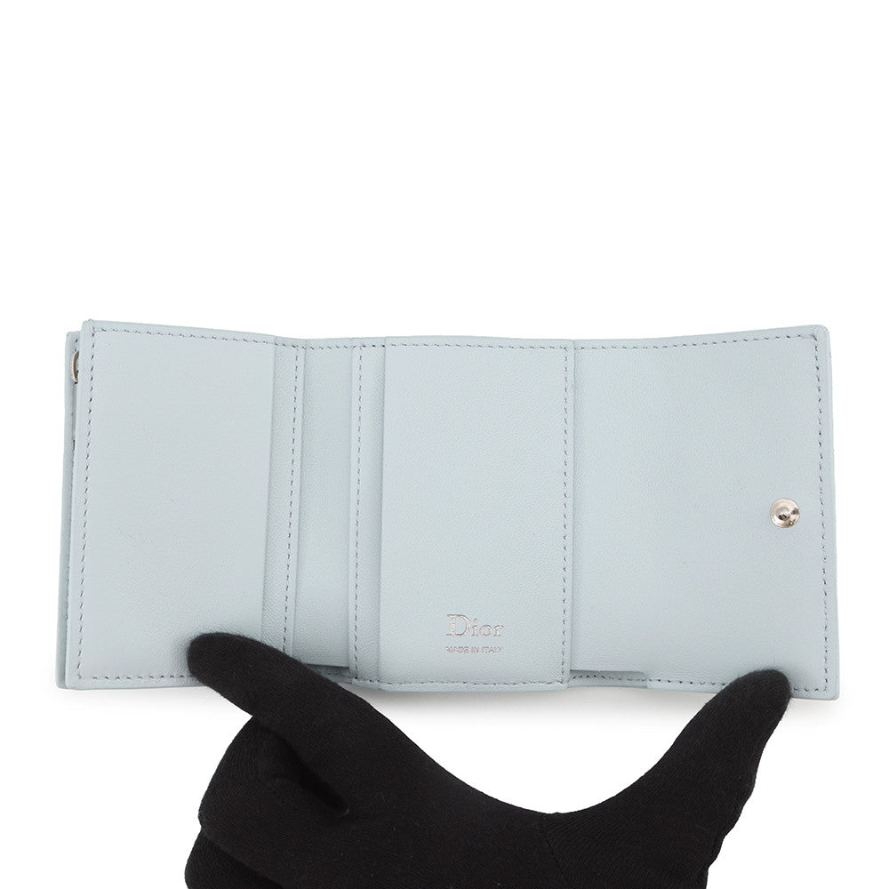Dior Cannage My Dior Hibiscus L-Zip Wallet Ice blueS2608PUQA_M39Z Lambskin
