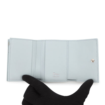 Dior Cannage My Dior Hibiscus L-Zip Wallet Ice blueS2608PUQA_M39Z Lambskin