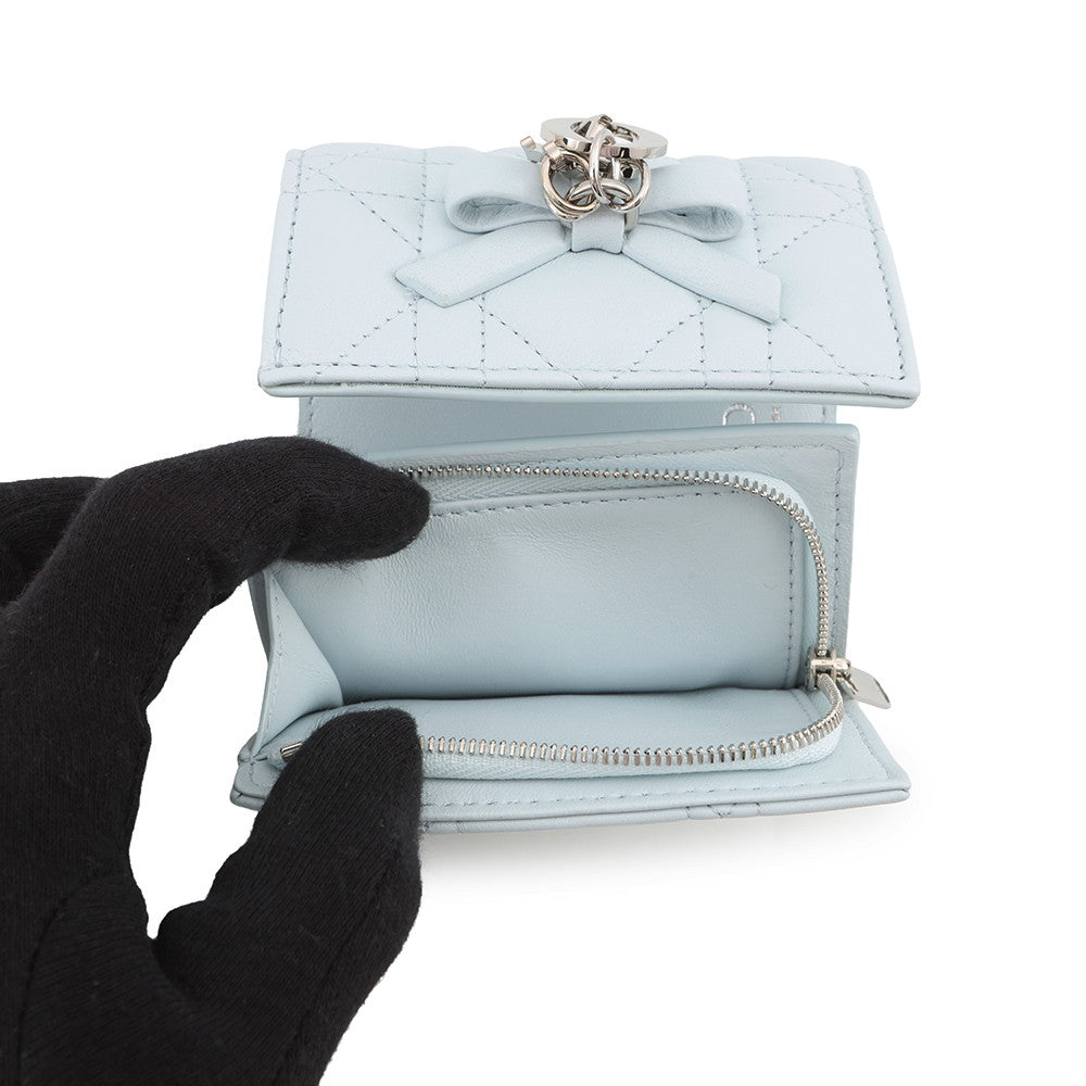Dior Cannage My Dior Hibiscus L-Zip Wallet Ice blueS2608PUQA_M39Z Lambskin