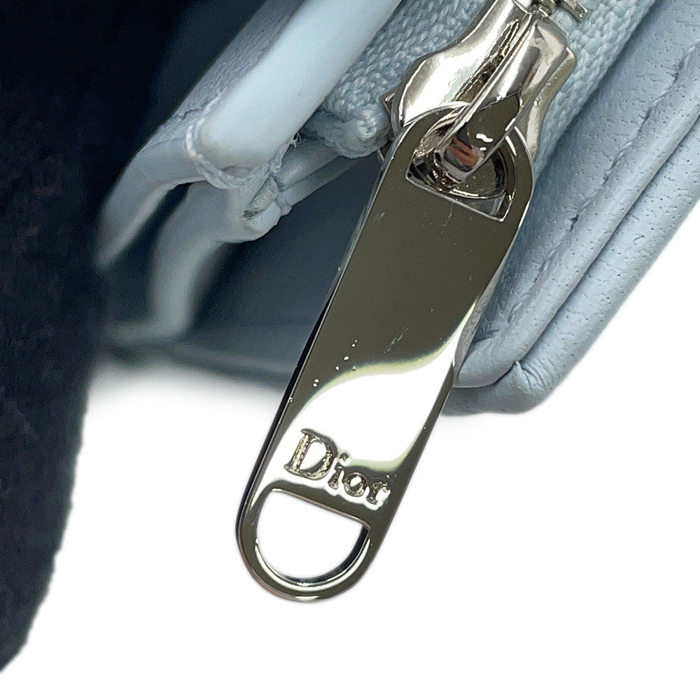 Dior Cannage My Dior Hibiscus L-Zip Wallet Ice blueS2608PUQA_M39Z Lambskin