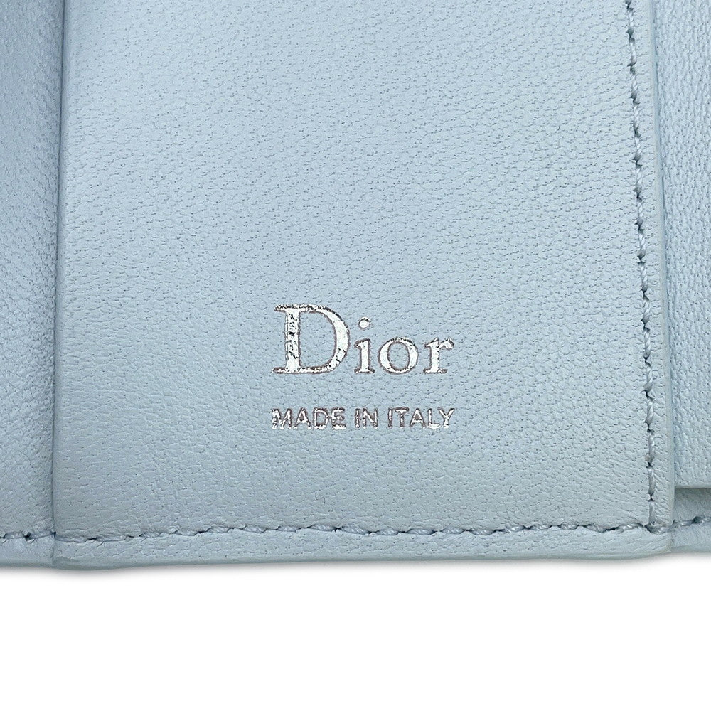 Dior Cannage My Dior Hibiscus L-Zip Wallet Ice blueS2608PUQA_M39Z Lambskin