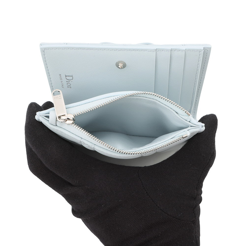 Dior Lady Dior Cannage Dahlia Wallet Ice blueS2605PUQA_M39Z Lambskin