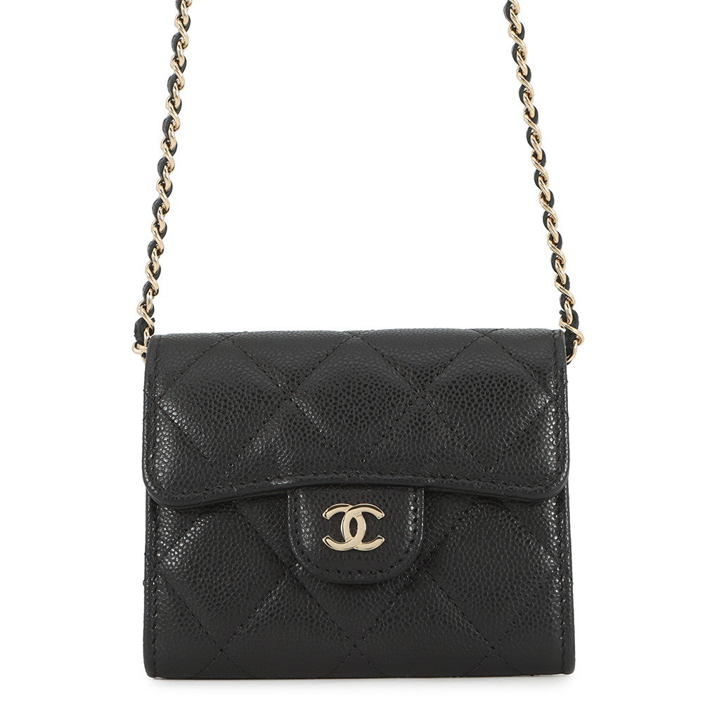 CHANEL Matelasse Chain wallet BlackAP0238 Caviar Leather