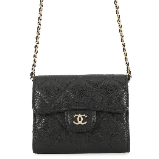 CHANEL Matelasse Chain wallet BlackAP0238 Caviar Leather