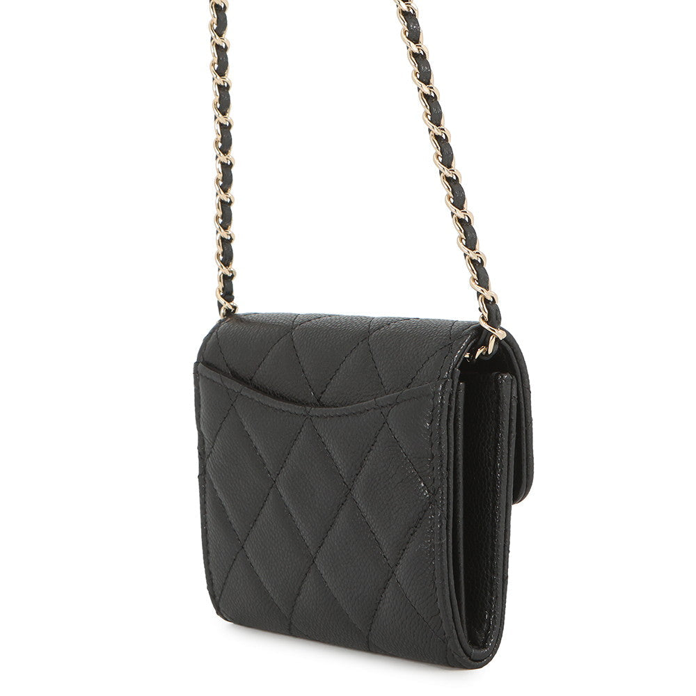 CHANEL Matelasse Chain wallet BlackAP0238 Caviar Leather