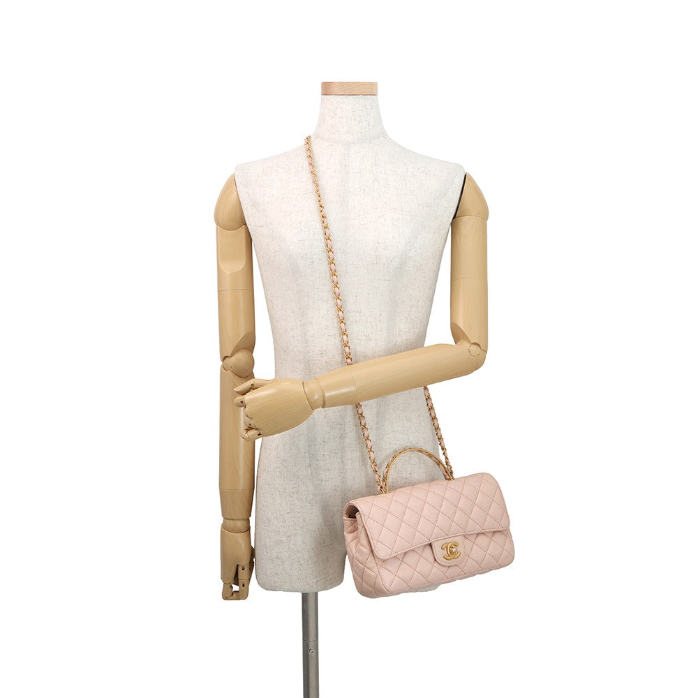 CHANEL Matelasse Top Handle Light PinkAS4408 Lambskin
