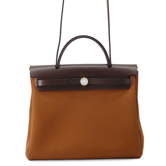 HERMES Herbag zip Fauve/Ebene Toile Officier Vache Hunter Leather Size PM