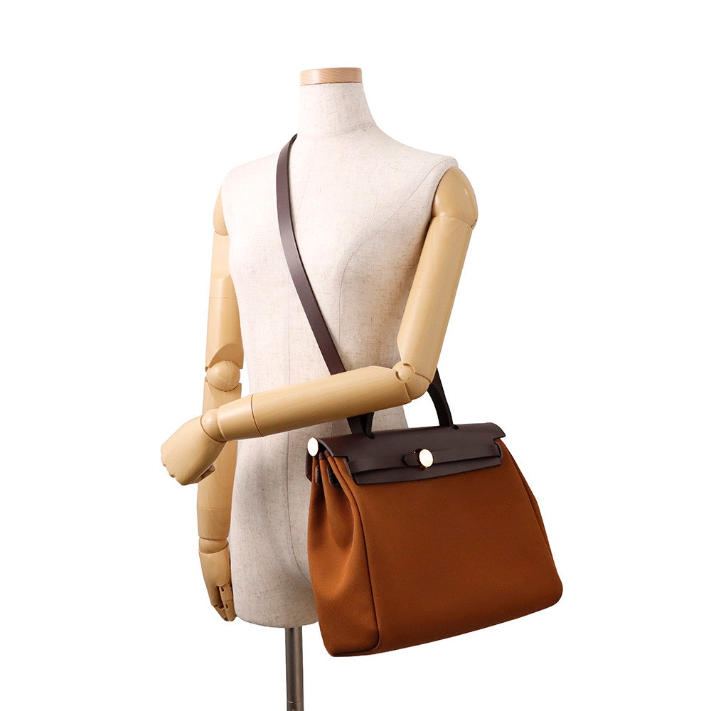 HERMES Herbag zip Fauve/Ebene Toile Officier Vache Hunter Leather Size PM