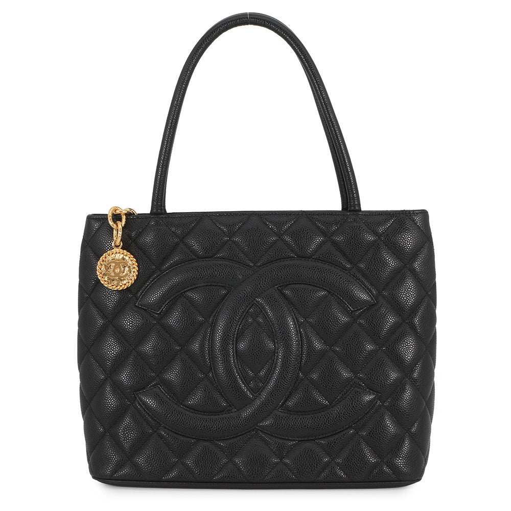 CHANEL Medallion Tote BlackA01804 Caviar Leather