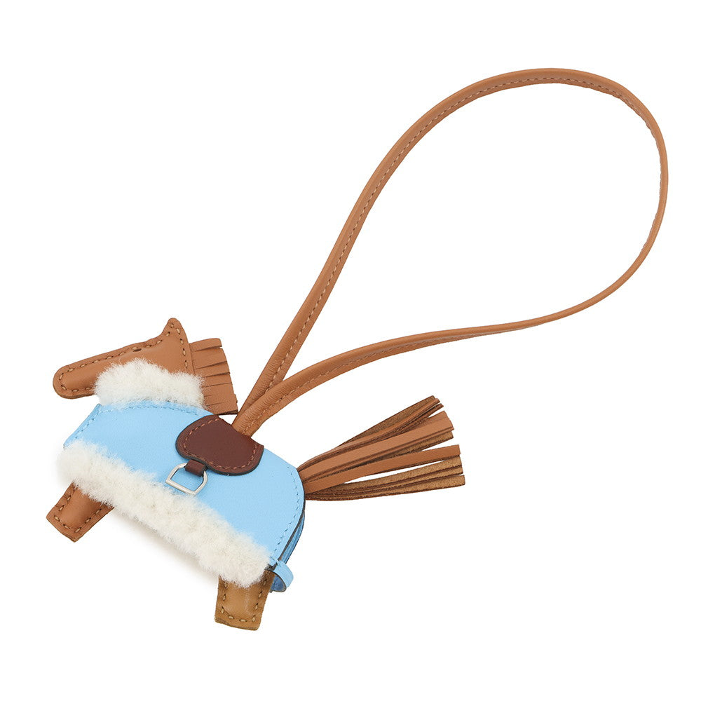 HERMES Rodeo Plush Gold/Terre/Celeste/Ecru Lambskin Mouton Size PM
