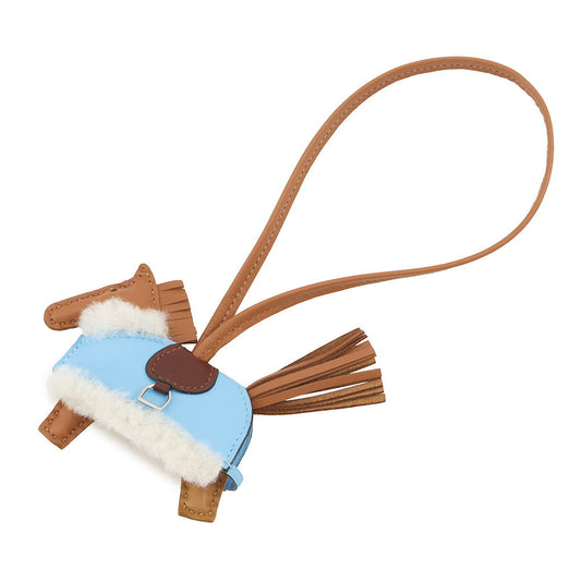 HERMES Rodeo Plush Gold/Terre/Celeste/Ecru Lambskin Mouton Size PM