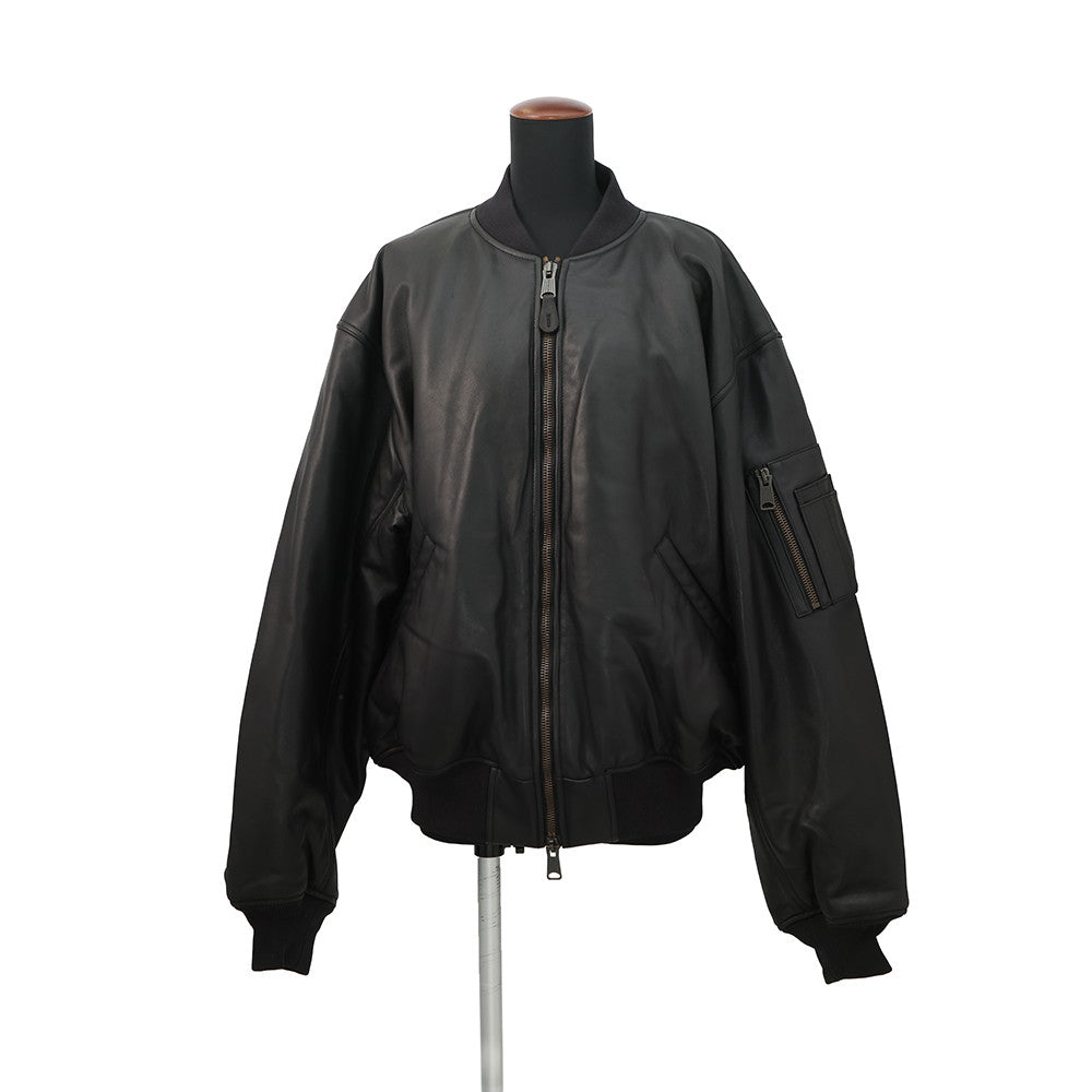 BALENCIAGA Bomber Jacket Size S Black808911TMS021000 Lambskin