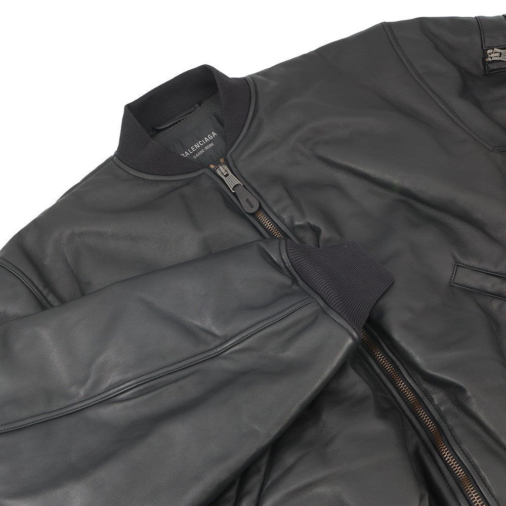 BALENCIAGA Bomber Jacket Size S Black808911TMS021000 Lambskin