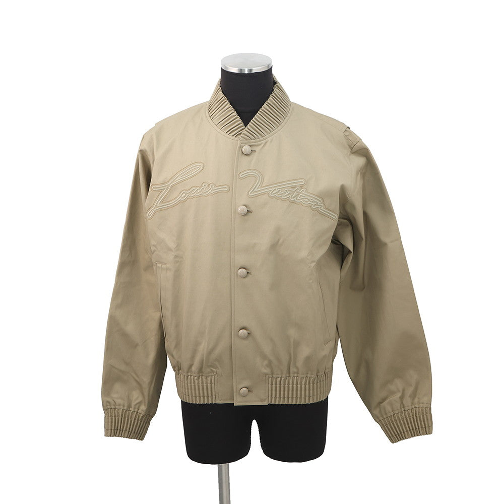 LOUIS VUITTON Embroidered Bomber Jacket Size 48 Beige Polyester65% Cotton35%