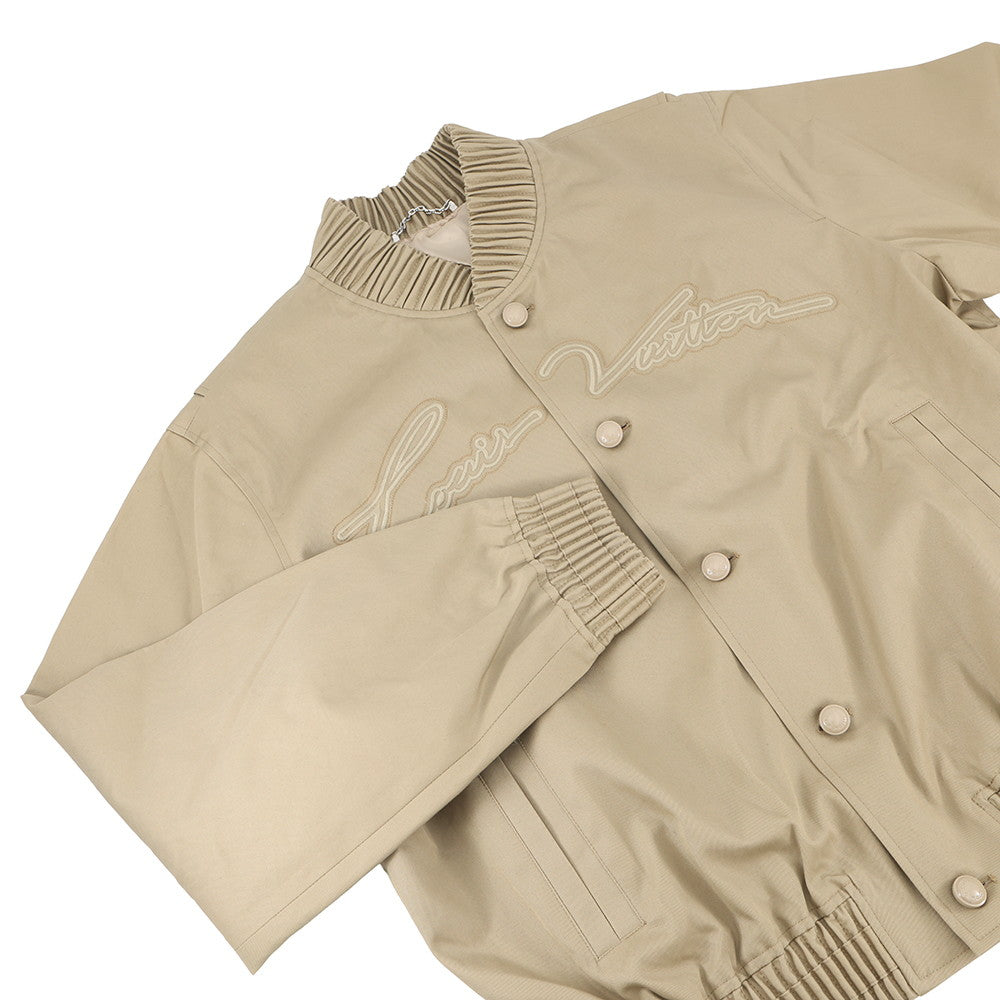 LOUIS VUITTON Embroidered Bomber Jacket Size 48 Beige Polyester65% Cotton35%